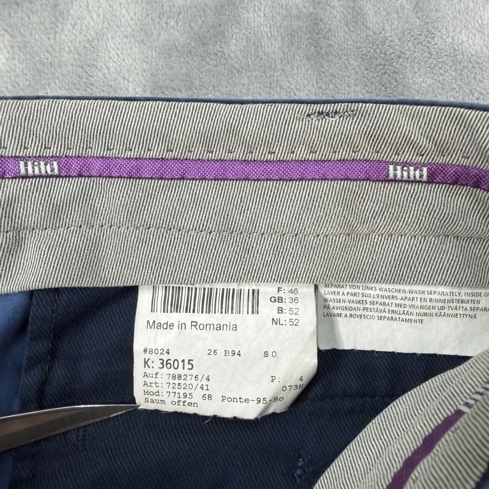 Hiltl Trousers Mens Size 36x29 Navy Blue Chino Pants Casual Formal